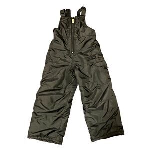 Gander Gang Boys Bib Snowpants Toddler 3T Black Vinyl Waterproof Zip Up Front